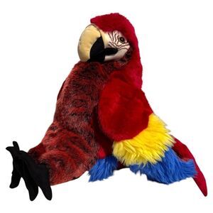 Folkmanis Puppets - 15" Scarlet Macaw‎ Red Blue Yellow Parrot Bird Plush